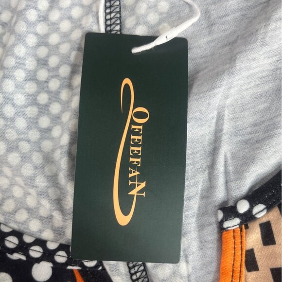 Ofeefan Striped Polka Dot Short Sleeve Top Womens XXL Orange Black New - Picture 10 of 10